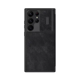   Nillkin Qin Pro Samsung Galaxy S23 Ultra bőr flip tok, fekete