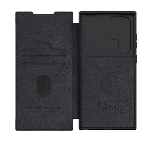 Nillkin Qin Pro Samsung Galaxy S23 Ultra bőr flip tok, fekete