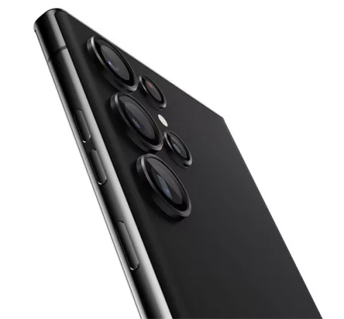 Spigen Glas.tR EZ Fit Optik Pro Samsung Galaxy S23 Ultra Tempered kameralencse-védő fólia felhelyező kerettel, fekete (2db)