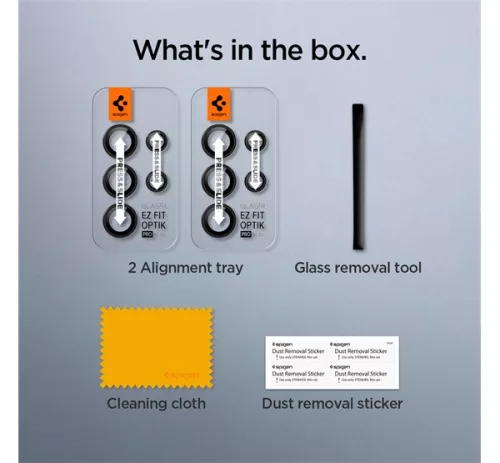 Spigen Glas.tR EZ Fit Optik Pro Samsung Galaxy S23 Ultra Tempered kameralencse-védő fólia felhelyező kerettel, fekete (2db)