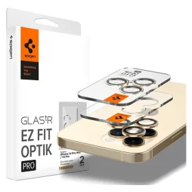   Spigen Glas.tR EZ Fit Optik Pro Apple iPhone 14 Pro / 14 Pro Max Tempered kameralencse-védő fólia felhelyező kerettel, Arany (2db)