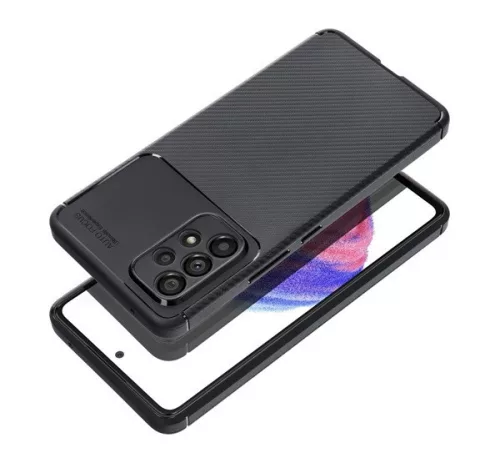 Forcell Carbon Premium Samsung Galaxy A03S karbon mintás szilikon tok, fekete