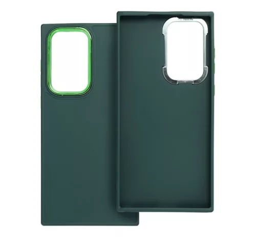 Frame Samsung Galaxy S22 Ultra közepesen ütésálló tok kameravédő kerettel, zöld