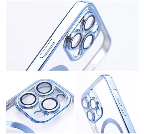 Electro Mag Apple iPhone 12 Pro Max MagSafe szilikon tok kameravédő-lencsével, kék