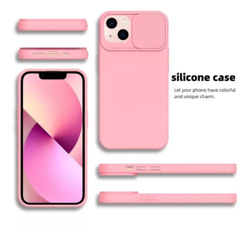 Slide Apple iPhone 12 Pro Max, kameravédős szilikon tok, rózsaszín