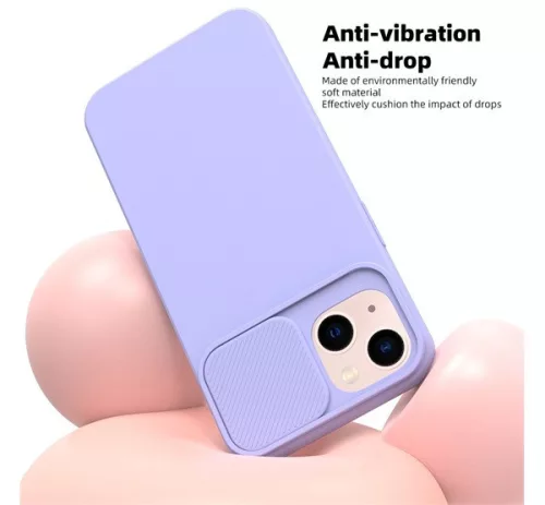 Slide Apple iPhone 13 Pro, kameravédős szilikon tok, levendula