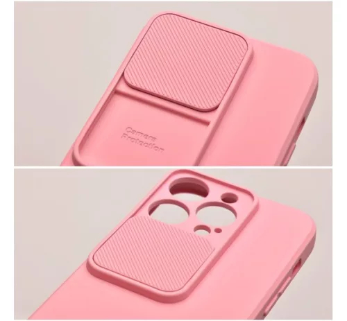 Slide Apple iPhone 14, kameravédős szilikon tok, rózsaszín