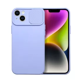   Slide Apple iPhone 14 Plus, kameravédős szilikon tok, levendula