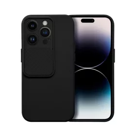   Slide Apple iPhone 14 Pro, kameravédős szilikon tok, fekete