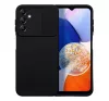 Slide Samsung Galaxy A14 5G/A14 4G, kameravédős szilikon tok, fekete