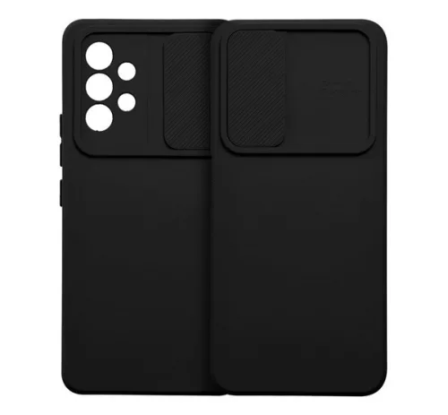 Slide Samsung Galaxy A14 5G/A14 4G, kameravédős szilikon tok, fekete