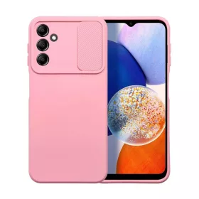   Slide Samsung Galaxy A14 5G/A14 4G, kameravédős szilikon tok, rózsaszín