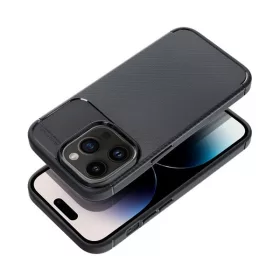   Forcell Carbon Premium hátlap tok Apple iPhone 15 Pro karbon mintás szilikon tok, fekete