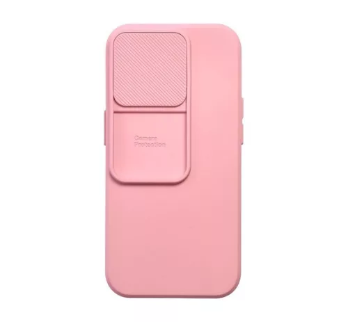 Slide Apple iPhone 15 Pro Max kameravédős szilikon tok, rózsaszín