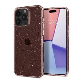   Spigen Liquid Crystal Glitter Apple iPhone 15 Pro Max tok, csillámos, rózsaszín, átlátszó