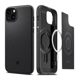   Spigen Mag Armor MagFit Apple iPhone 15 tok, MagSafe, Matte Black, fekete