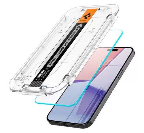 Spigen Glas.tR EZ Fit Apple iPhone 15 Pro Max Tempered kijelzővédő fólia felhelyező kerettel (2db)