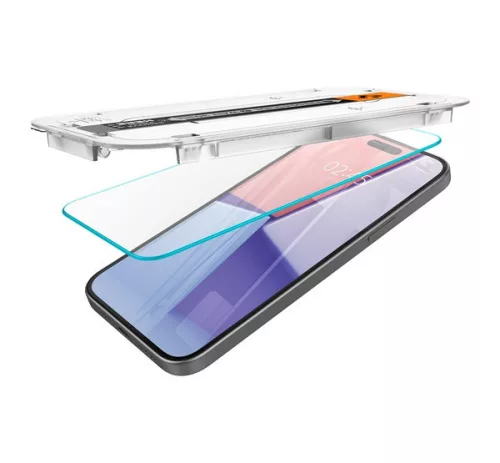 Spigen Glas.tR EZ Fit Apple iPhone 15 Plus / iPhone 16 Plus Tempered kijelzővédő fólia felhelyező kerettel (2db)