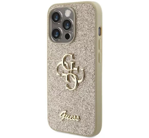 Guess Glitter Script Big 4G Apple iPhone 15 Pro hátlap tok, arany
