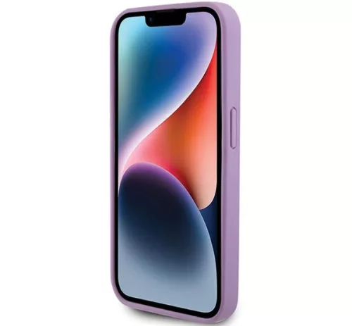 Guess Leather 4G Stamped Apple iPhone 15 Pro hátlap tok, lila