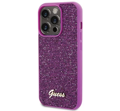 Guess Disco Metal Script Apple iPhone 15 Pro hátlap tok, fuksia