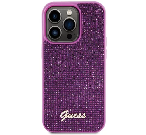 Guess Disco Metal Script Apple iPhone 15 Pro hátlap tok, fuksia