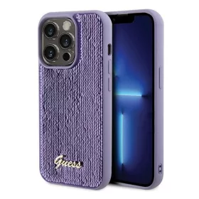   Guess Sequin Script Metal Apple iPhone 15 Pro hátlap tok, lila