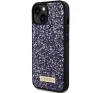 Guess Rhinestone Metal Logo Apple iPhone 15 hátlap tok, lila