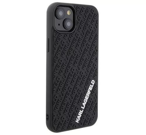 Karl Lagerfeld 3D Rubber Multi Logo Apple iPhone 15 Plus hátlap tok, fekete