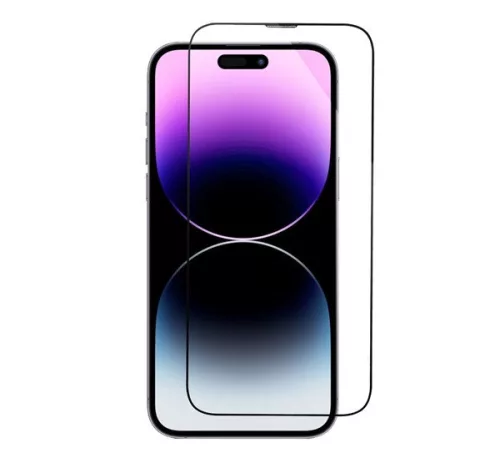 Apple iPhone 15 Plus / iPhone 16 Plus 5D Full Glue hajlított tempered glass kijelzővédő üvegfólia felhelyezőkerettel, fekete