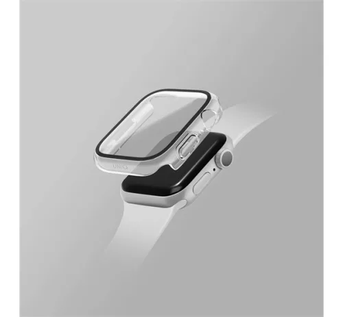 Uniq Nautic Apple Watch 41mm műanyag tok, kijelzővédő felülettel, átlátszó