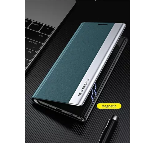 Apple iPhone 12 / 12 Pro, oldalra nyíló tok, piros