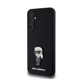   Karl Lagerfeld Liquid Silicone Metal Ikonik Samsung Galaxy S23 FE hátlap tok, fekete