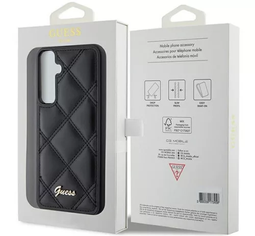 Guess Quilted Metal Logo Samsung GalaxyS23 FE tok, fekete