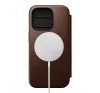 Nomad Modern Leather Folio iPhone 15 Pro flip tok, barna