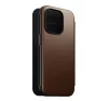 Nomad Modern Leather Folio iPhone 15 Pro flip tok, barna