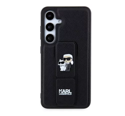 Karl Lagerfeld Gripstand Saffiano Karl&Choupette Pins Samsung Galaxy S24 tok, fekete