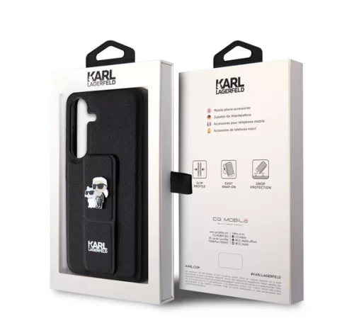 Karl Lagerfeld Gripstand Saffiano Karl&Choupette Pins Samsung Galaxy S24 tok, fekete