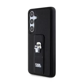   Karl Lagerfeld Gripstand Saffiano Karl&Choupette Pins Samsung Galaxy S24+ tok, fekete