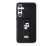 Karl Lagerfeld Gripstand Saffiano Karl&Choupette Pins Samsung Galaxy S24+ tok, fekete