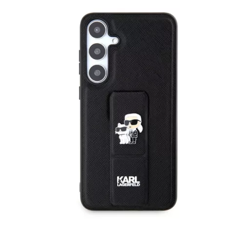 Karl Lagerfeld Gripstand Saffiano Karl&Choupette Pins Samsung Galaxy S24+ tok, fekete