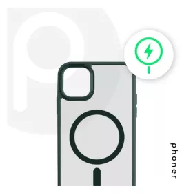  Phoner Apple iPhone 13 Pro Hybrid Mag MagSafe kemény hátlap tok, sötétzöld