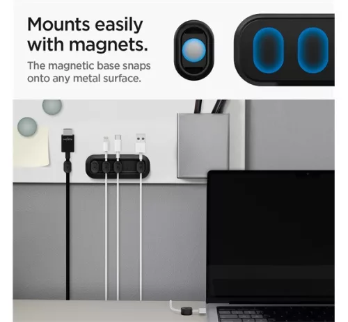 Spigen LD101 mágneses kábel tartó, fekete