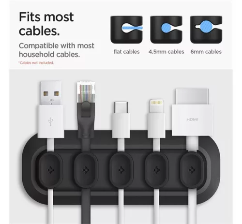 Spigen LD101 mágneses kábel tartó, fekete