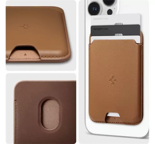 Spigen Valentinus Apple iPhone Magsafe kártyatartó, barna (3db kártyához)