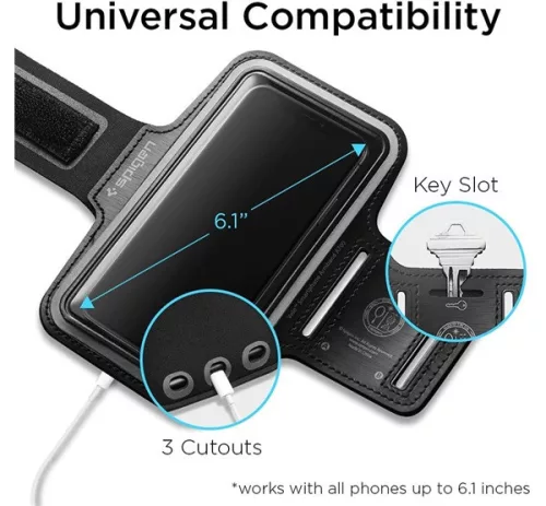 Spigen Dynamic Shield karra rögzíthető telefon tartó, karpánt 6,9" átmérőig, fekete