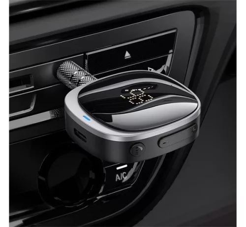 Hoco E80 AUX-Bluetooth adapter kijelzővel, fekete