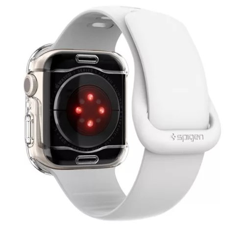 Spigen Ultra Hybrid Apple Watch 9 / 8 / 7 41mm tok, kijelzővédő felülettel, Crystal Clear, átlátszó