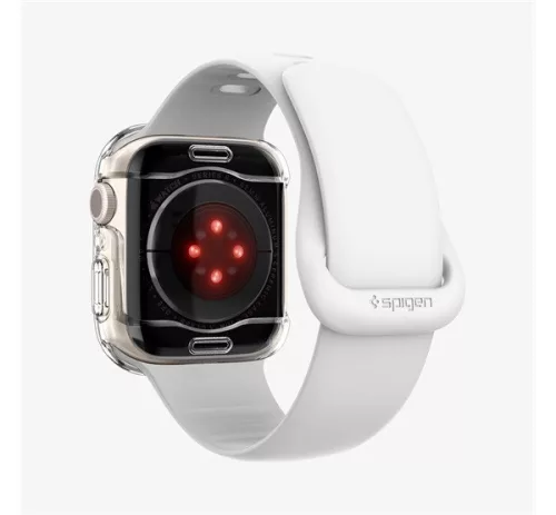 Spigen Ultra Hybrid Apple Watch 9 / 8 / 7 45mm tok, kijelzővédő felülettel, Crystal Clear, átlátszó