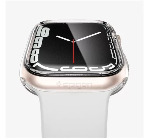 Spigen Ultra Hybrid Apple Watch 9 / 8 / 7 45mm tok, kijelzővédő felülettel, Crystal Clear, átlátszó